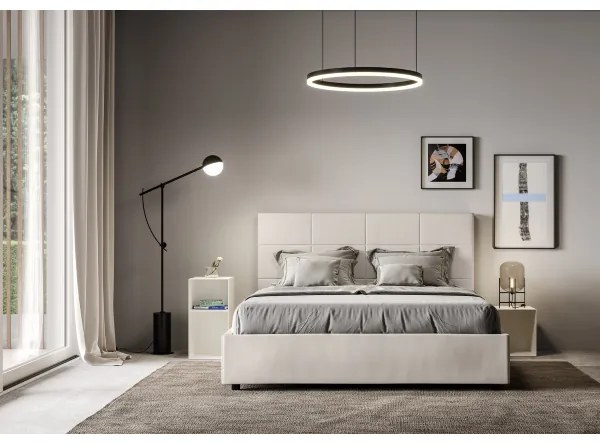 Letto matrimoniale contenitore imbottito 160x190 similpelle bianco Mika