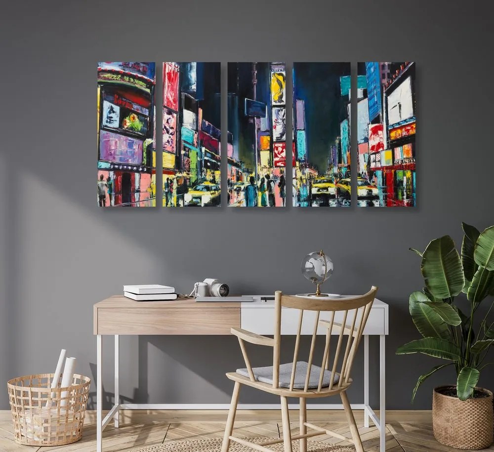 Quadri 5 pezzi – New York colorata