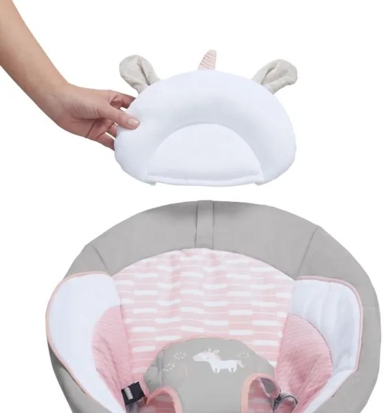 Ingenuity - Lettino vibrante per bambini con melodia FLORA THE UNICORN 3xC