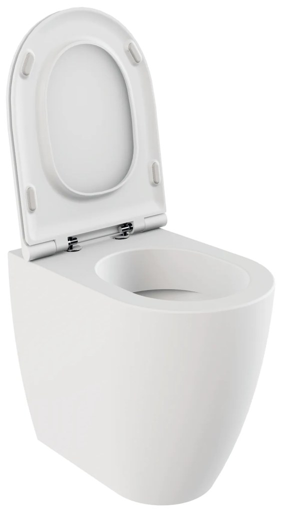 Wc a Terra Senza Brida Azzurra Ceramica Filo Muro Bianco Opaco "Comoda"