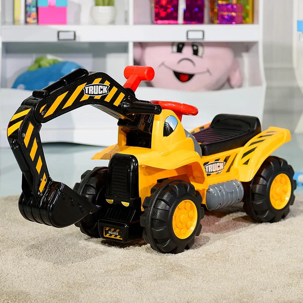 Costway Ruspa elettrica multifunzione per bambini, Escavatore giocattolo cavalcabile con suono 89x45x30cm