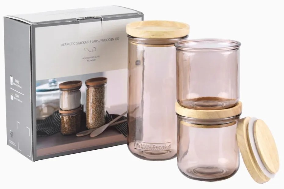 Set di barattoli di vetro 3 pezzi Hermetic - Ego Dekor