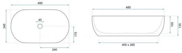 REA-U5060 - Lavabo da appoggio AMELIA 34,5x48 cm ceramica/effetto legno