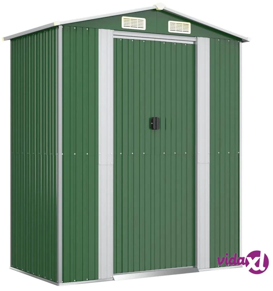 vidaXL Capanno da Giardino Verde 192x108x223 cm in Acciaio Zincato