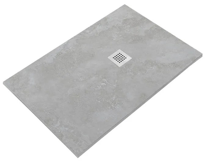 Piatto doccia SANYCCES in resina STRATO L 100 x L 140 x H 2.7 cm grigio effetto pietra