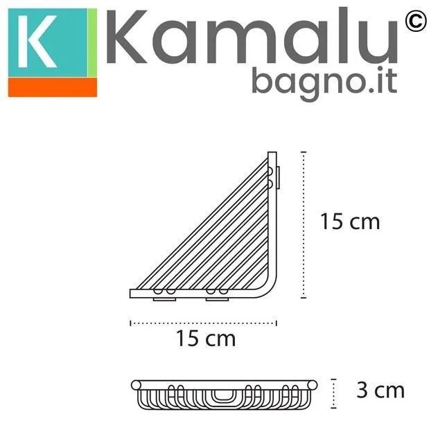 Kamalu - griglia portaspugna angolare in acciaio inox finitura satinata | ka60s