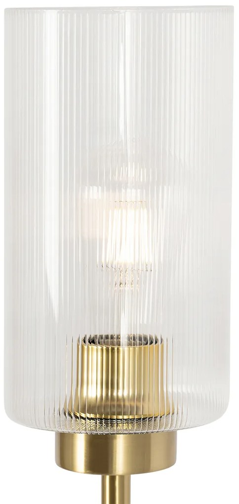Lampada da terra Art Déco oro con vetro 2 luci - Laura