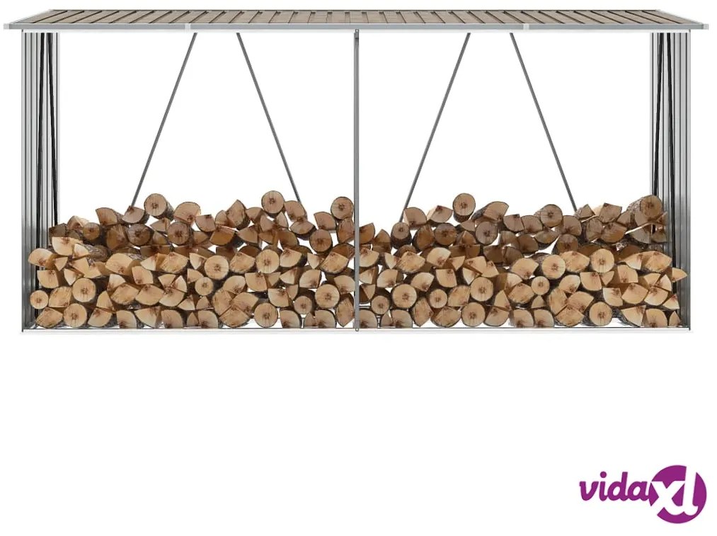 vidaXL Capannone da Giardino in Acciaio Zincato 330x84x152cm Marrone
