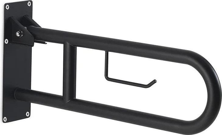 Barra di sostegno snug appoggio rib. con p.tarotolo nero in acciaio L 10 x P 60 cm nero matt