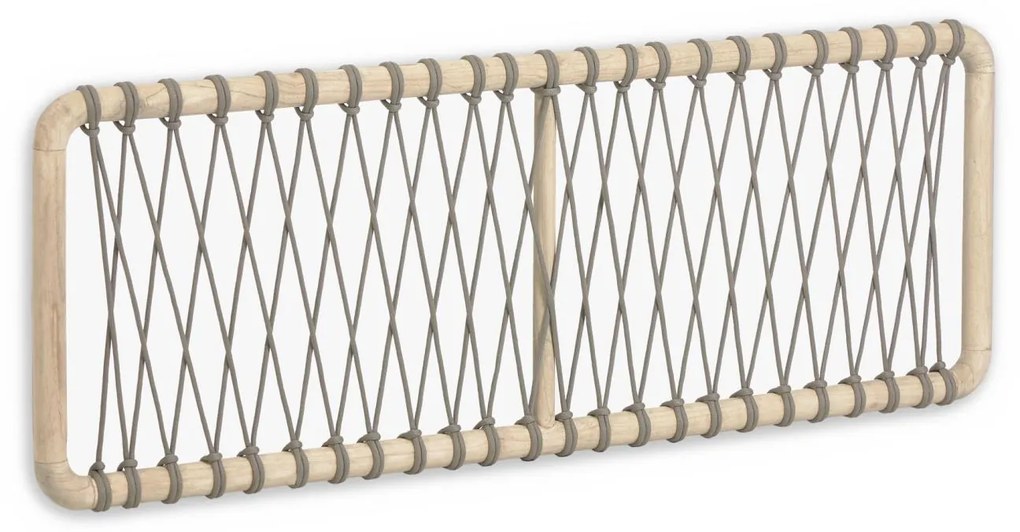 Kave Home - Testiera Aberash in massello di mindi e corda grigia per letto da 160 cm