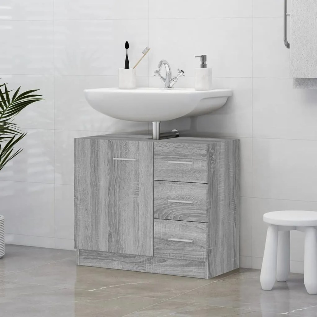 Mobile Lavabo Grigio Sonoma 63x30x54 Cm İn Legno Multistrato /