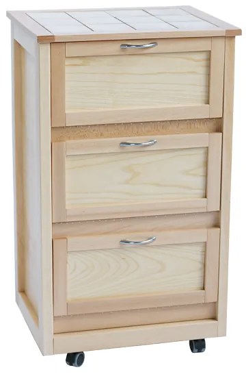 Carrello mobiletto con ante in legno a ribalta Naturale LANDHELL