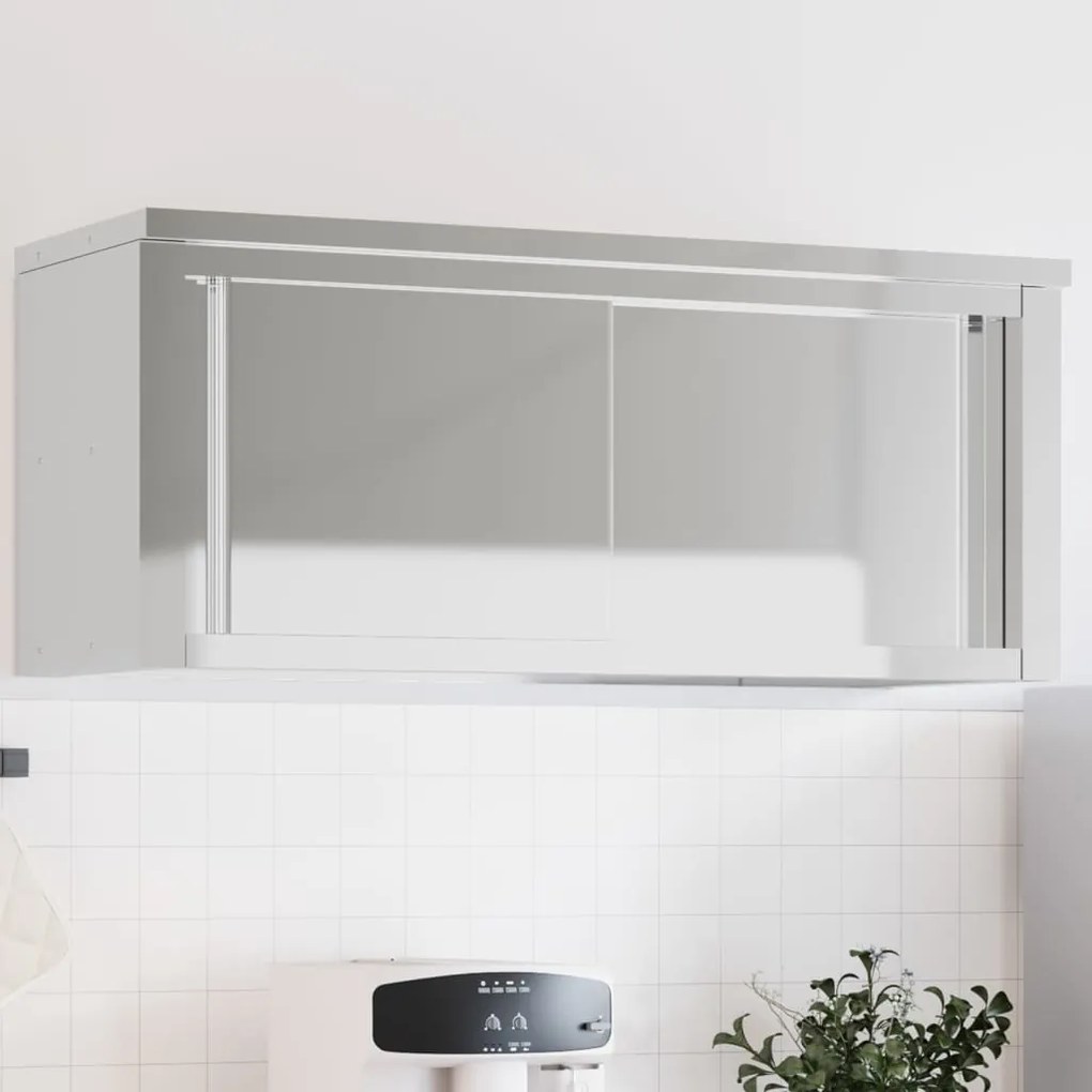 Mobile Cucina Da Parete Con Ante Scorrevoli İn Acciaio Inox /