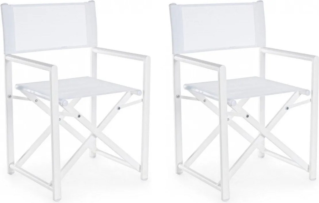 Set 2 Sedie Regista da Giardino 48x56x86h cm Taylor Bianco...