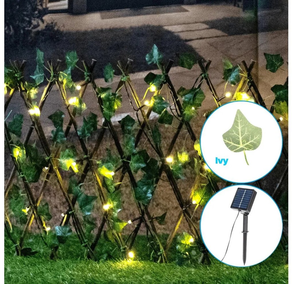 Aigostar - Catena solare LED 56xLED/2x0,4m IP65 bianco caldo ivy