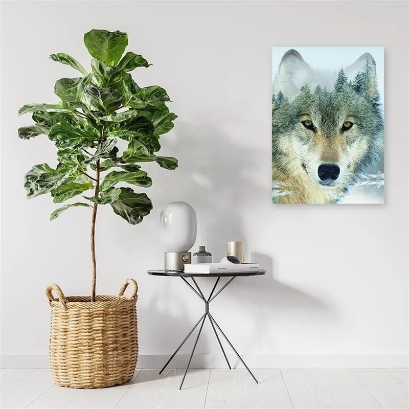 Quadro su tela, Lupo animale foresta natura  Dimensioni Tappeti 60x90