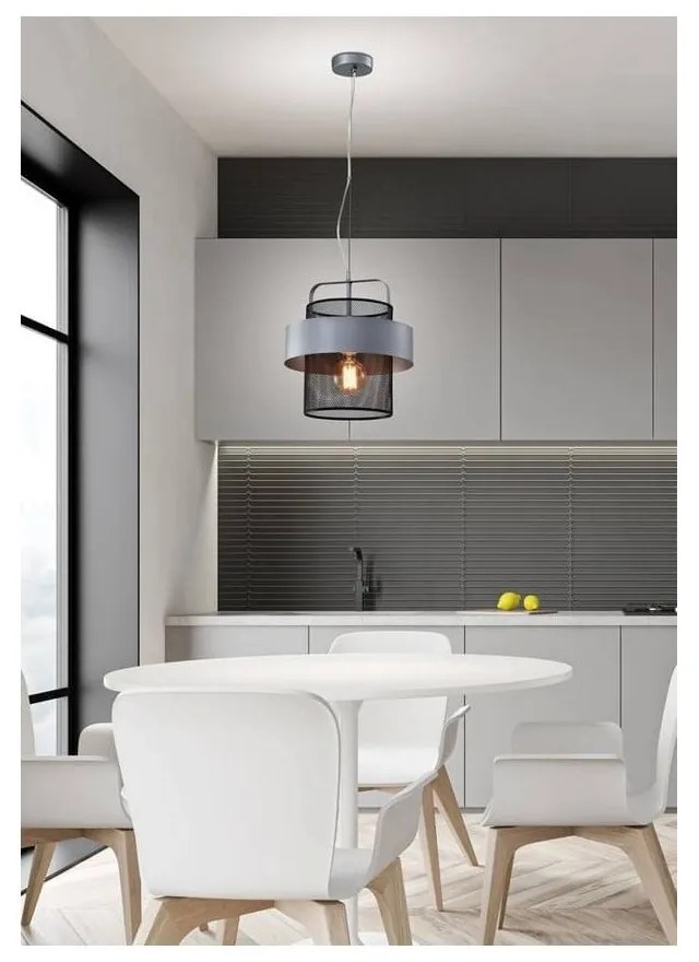 Lampada a sospensione in metallo nero-argento ø 30 cm Fiba - Candellux Lighting