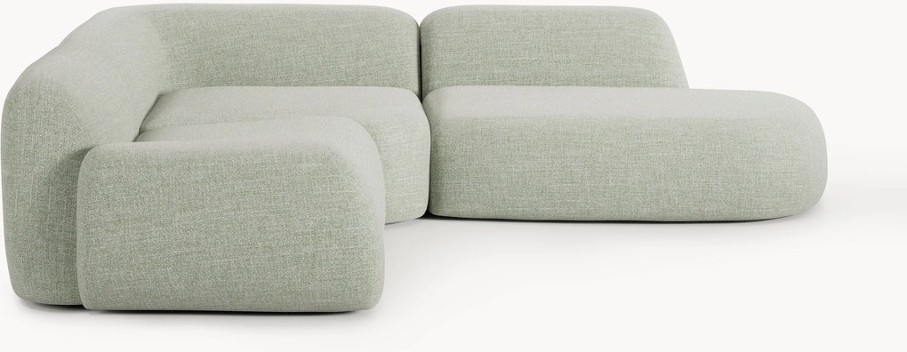 Divano angolare componibile 4 posti in bouclé con chaise longue Wolke