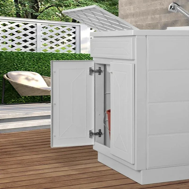 Mobile Lavatoio in Kit 60x60 cm con Vasca colore Bianco in Resina