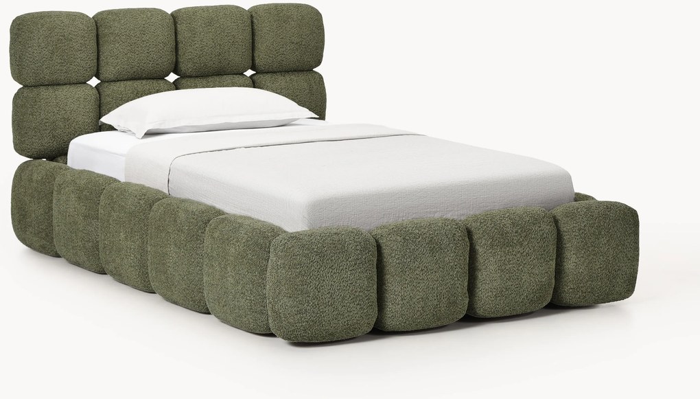 Letto singolo imbottito in teddy bouclé Tayla