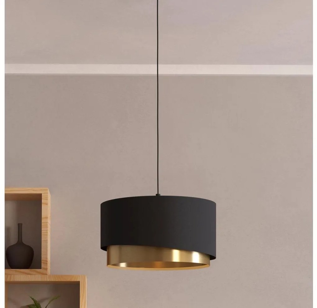 Eglo 39925 - Lampadario a sospensione con filo MANDERLINE 1xE27/40W/230V nero/oro