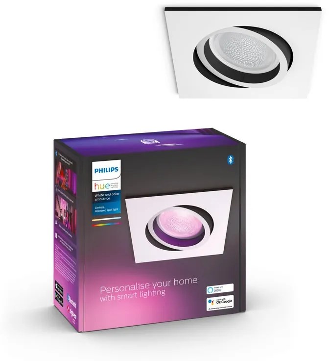 Faretto da incasso con fonte luminosa orientabile GU10 PHILIPS HUE CENTURA HUE bianco 0X9 cm Luce rgbw