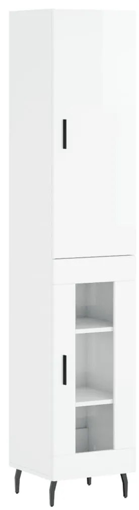 Credenza 34,5x34x180 cm in legno multistrato bianco lucido