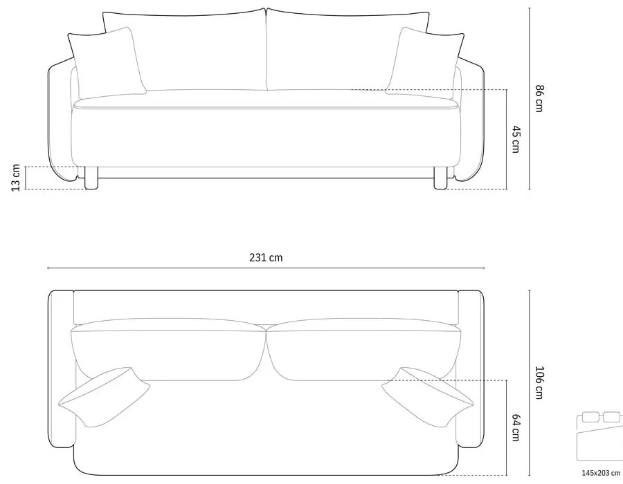 Divano verde allungabile con contenitore 231 cm Elen – Micadoni