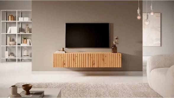 Mobile TV Sospeso Listellato 140 Cm 2 Ante Rovere Astra