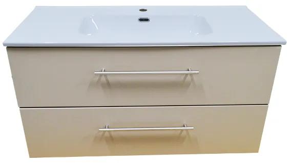 Mobile da bagno sospeso 102 cm con lavabo integrato e specchio Tortora Opaco - MAYA1
