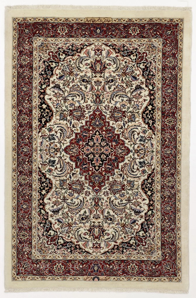Isfahan Tappeto 130 x 90 (Iran) Annodato A Mano