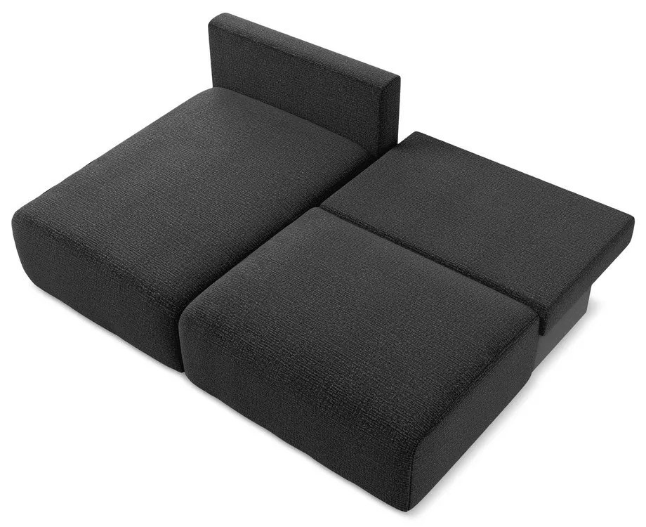 Divano angolare nero allungabile/con contenitore (con penisola a sinistra) Kalena – Makamii