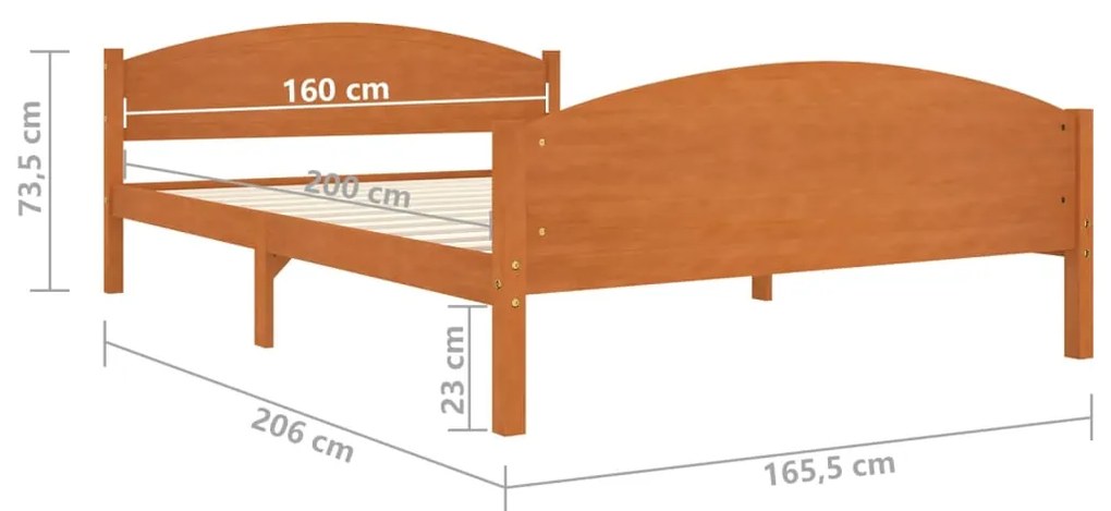 Giroletto Marrone Miele in Legno Massello di Pino 160x200 cm