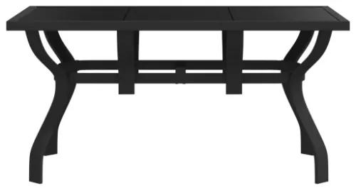 Tavolo da Giardino Nero 140x70x70 cm in Acciaio e Vetro