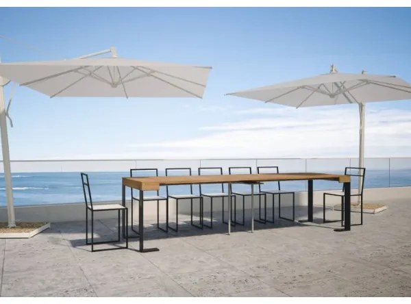 Consolle 90x40 cm allungabile a 300 cm TECNO Abete Tinto telaio Antracite