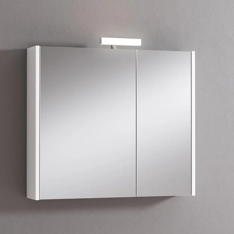 Pensile con luce Akira L 80 x P 15.5 x H 70 cm laccato lucido bianco