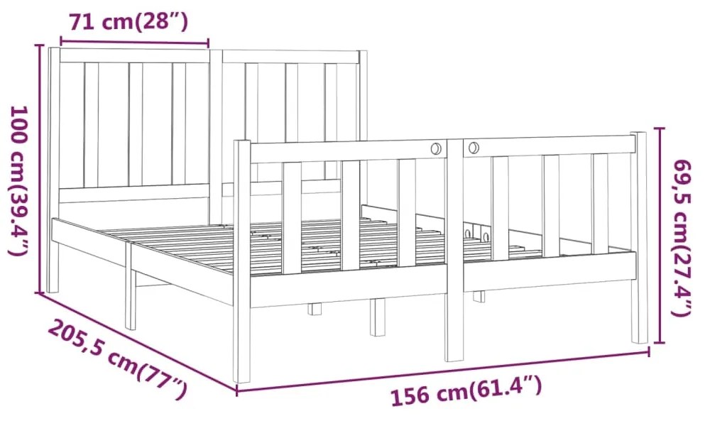 Giroletto Miele in Legno Massello 150x200 cm King Size