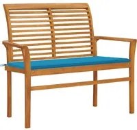 Panca da Giardino con Cuscino Blu 112 cm in Legno di Teak 3062653