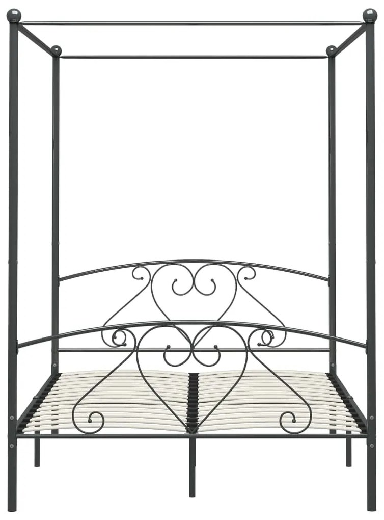 Letto a baldacchino grigio in metallo 160x200 cm