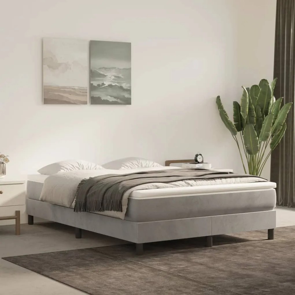 Materasso A Molle Grigio Chiaro 140x200x20 Cm İn Velluto /