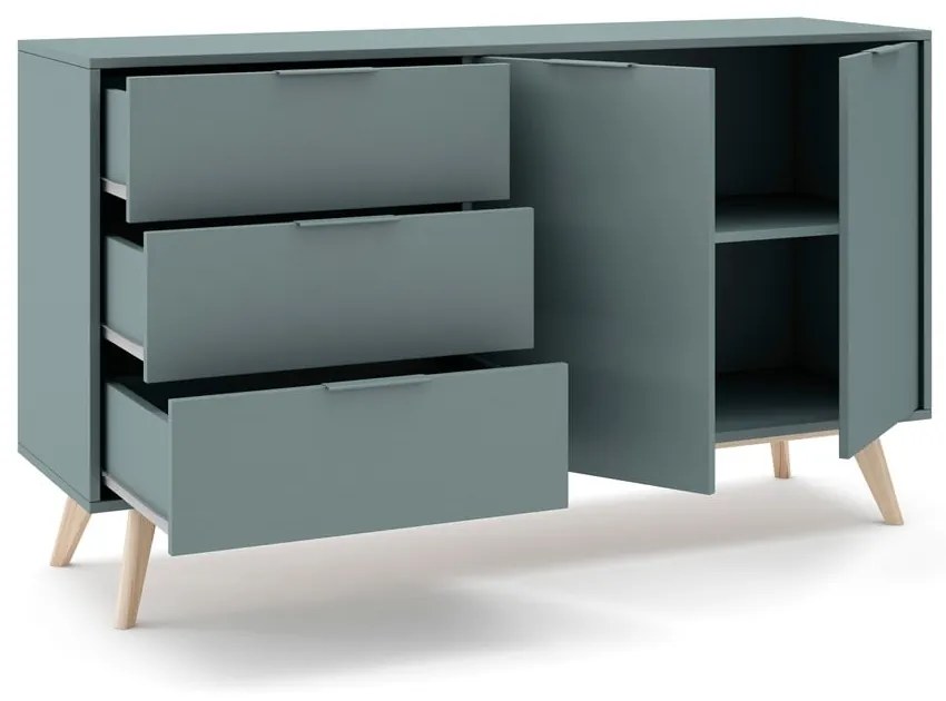 Cassettiera verde polveroso 140x81x40 cm Pisco – Marckeric