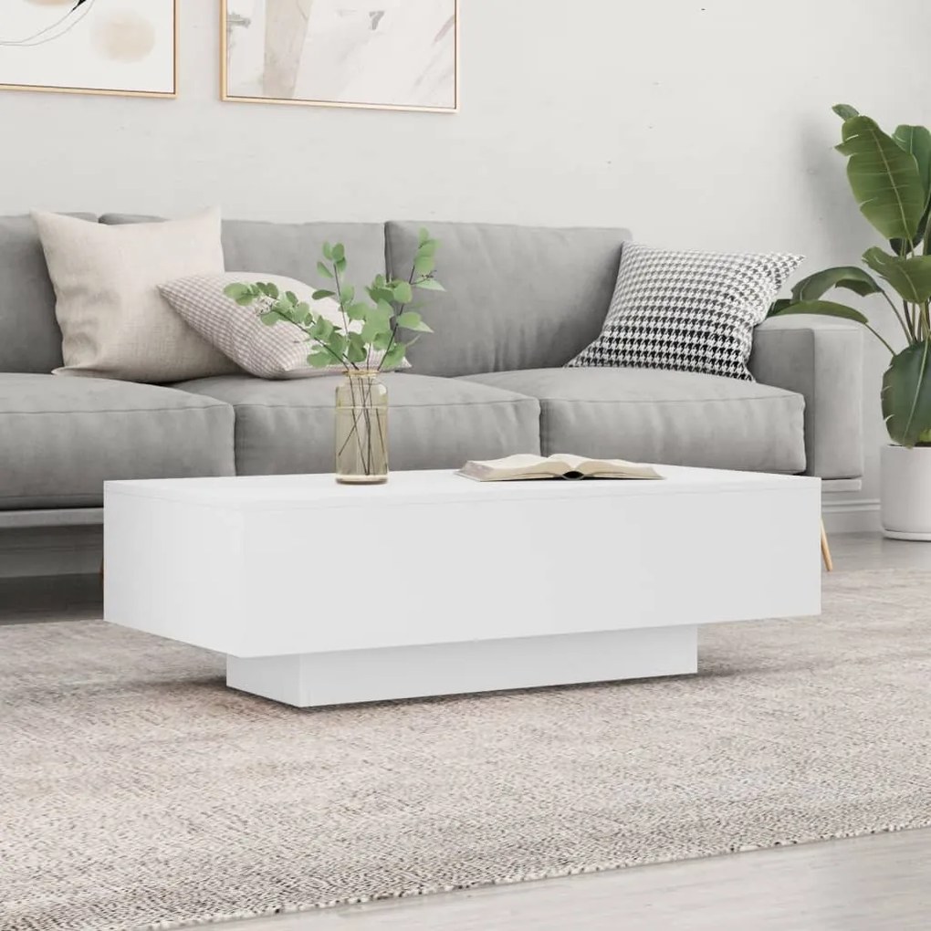 Tavolino Da Salotto Bianco 100x49,5x31 Cm İn Legno Multistrato /