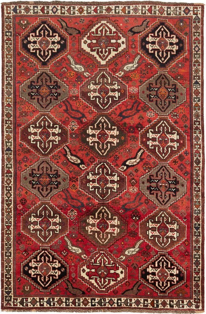 Gashghai Tappeto 170x250 Rosso (Iran) Annodato A Mano