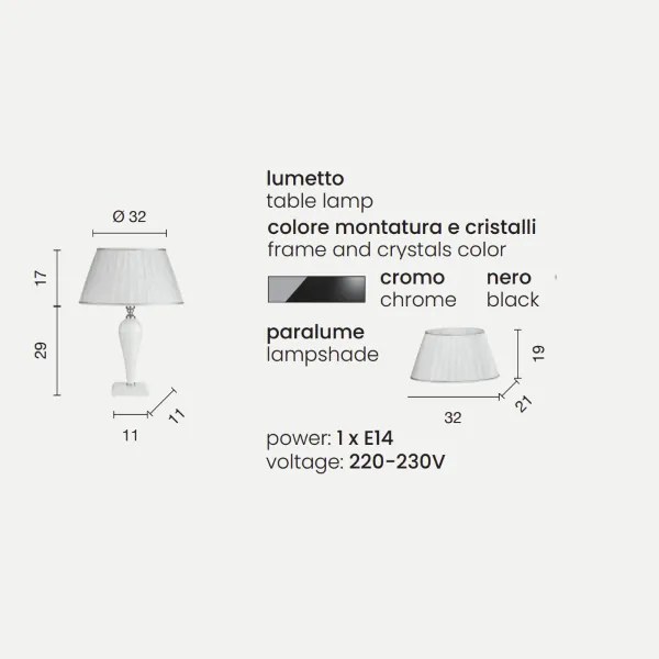 Lampada da tavolo RAVEL modello PICCOLO in vetro lavorato a mano NERO