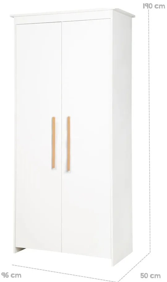 Armadio per bambini bianco 96x190x50 cm Lilo – Roba