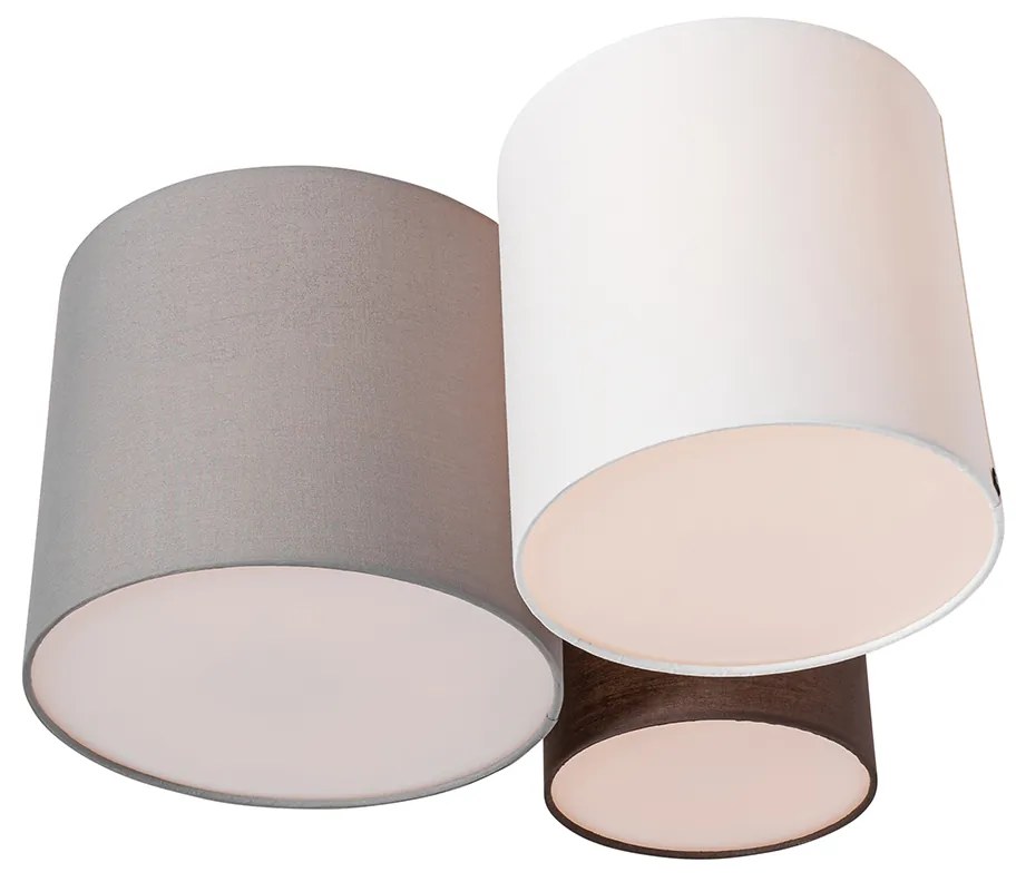 Plafoniera bianca, grigia e marrone a 3 luci - Multidrum