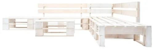 Set Divani da Giardino su Pallet 6 pz in Legno Bianco