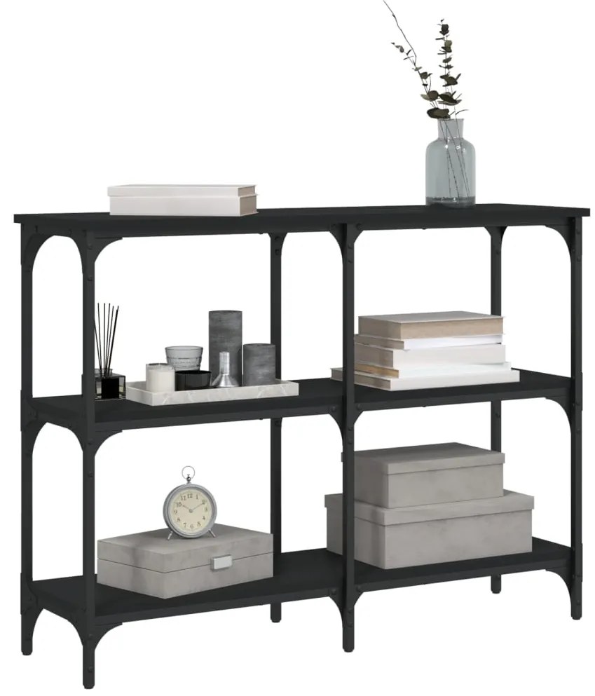 Tavolino consolle nero 100x29x75 cm in legno multistrato
