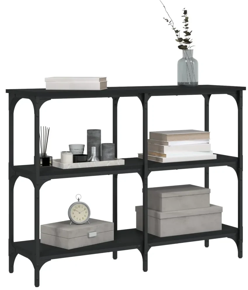 Tavolino consolle nero 100x29x75 cm in legno multistrato