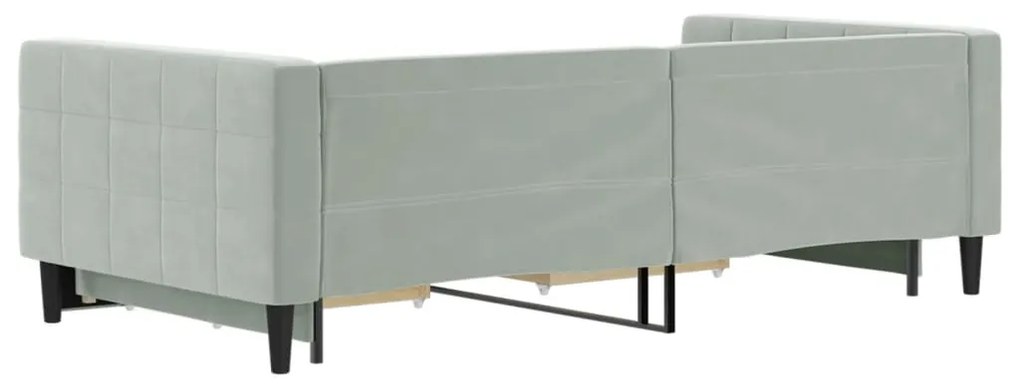 Divano letto estraibile cassetti grigio chiaro 100x200 velluto